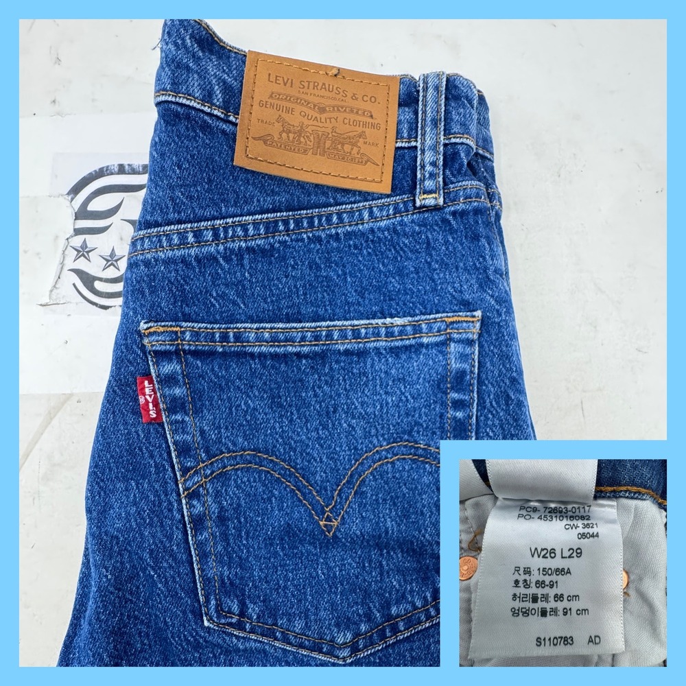 Levi Strauss &Co Mens 501 Original Fit Big E Button Fly Jeans W26 L29 Blue Denim
